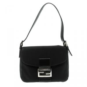 Fendi Black Fabric Baguette Shoulder Bag