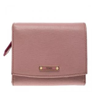 Pre Owned Fendi Pink Leather Small Crayons Wallet