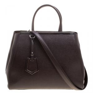 Pre Owned Fendi Brown Saffiano Leather 2Jours Tote