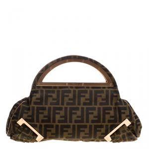Pre Owned Fendi Tobacco Zucca Canvas Borsa Smile Clutch