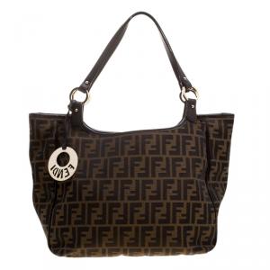 Pre Owned Fendi Tobacco Zucca Canvas Chef Shopper Tote