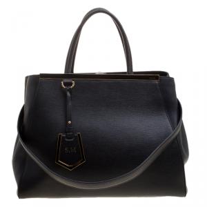Pre Owned Fendi Black Saffiano Leather 2Jours Tote