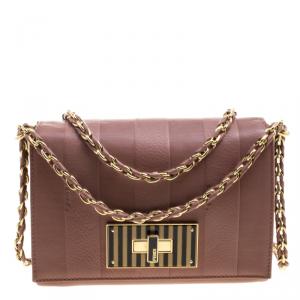 Pre Owned Fendi Pastel Beige Leather Claudia Shoulder Bag