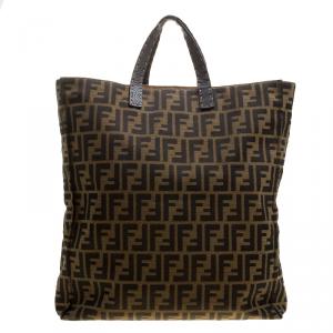 Pre Owned Fendi Zucca Canvas Vertical Shopper Tote