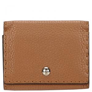Pre Owned Fendi Brown Selleria Leather Card Holder