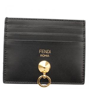 Pre Owned Fendi Black Leather Card Holder