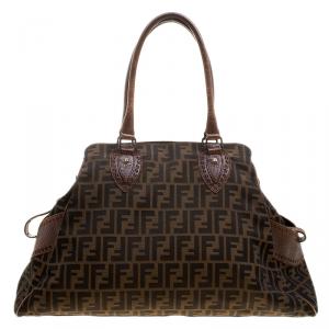 Pre Owned Fendi Brown Zucca Canvas Chef du Jour Satchel