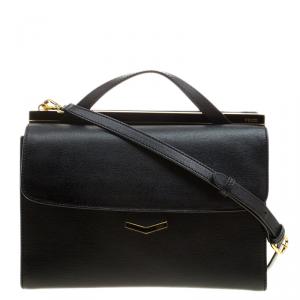 Pre Owned Fendi Black Textured Leather Small Demi Jour Shoulder Bag