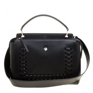 Pre Owned Fendi Black Leather Dotcom Satchel