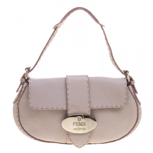 Pre Owned Fendi Lilac Leather Selleria Shoulder Bag