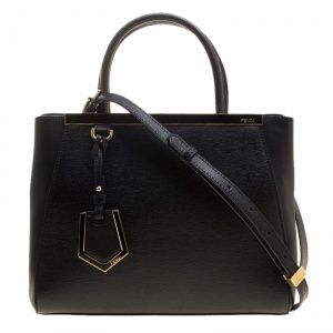 Pre Owned Fendi Black Saffiano Leather Small 2Jours Tote