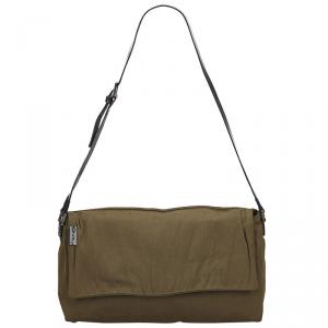 Pre Owned Fendi Khaki Canvas Flap Shoulder Bag