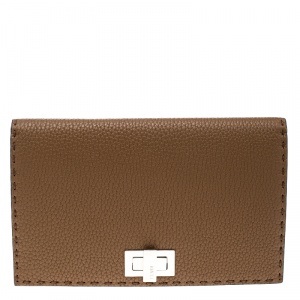 Pre Owned Fendi Brown Leather Mini Peekaboo Clutch