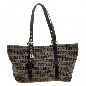 Pre Owned Fendi Brown Zucchino Canvas Superstar Shopping Tote