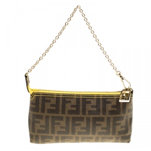 Pre Owned Fendi Tobacco Zucca Coated Canvas Pochette