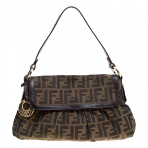 Pre Owned Fendi Tobacco Zucca Canvas Small Chef Shoulder Bag