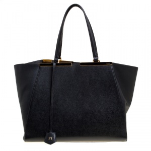 Pre Owned Fendi Black Leather 3Jours Tote