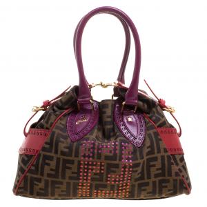 Pre Owned Fendi Multicolor Zucca Canvas and Leather Small Du Jour Tote