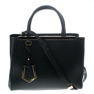 Pre Owned Fendi Black Leather Mini 2jours Tote