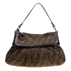 Pre Owned Fendi Tobacco Zucca Canvas Chef Shoulder Bag