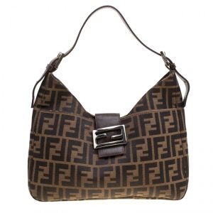 Pre Owned Fendi Brown Zucca Canvas Hobo