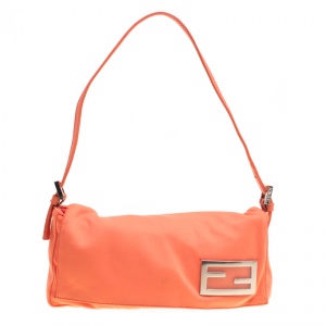 Pre Owned Fendi Orange Stretchable Fabric Shoulder Bag
