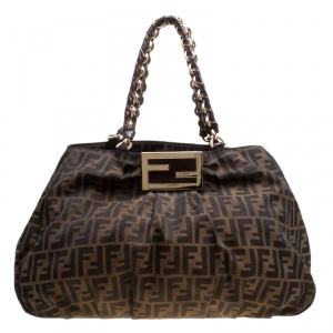 Pre Owned Fendi Tobacco Zucca Canvas Large Mia Tote