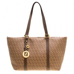 Pre Owned Fendi Brown Zucchinno Canvas Superstar Shopping Tote