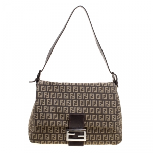 Pre Owned Fendi Tobacco Zucchino Canvas Mama Forever Shoulder Bag