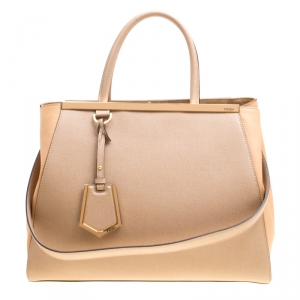 Pre Owned Fendi Beige Saffiano Leather 2Jours Tote