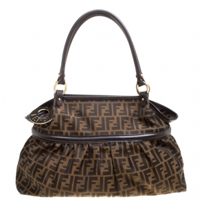 Pre Owned Fendi Tobacco Zucca Canvas Giant Chef Hobo