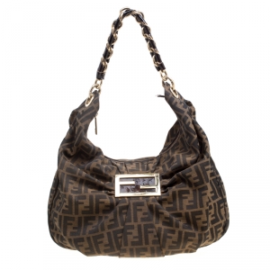 مملوكة مسبقًا Fendi Brown Zucca Canvas Mia Hobo