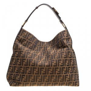 Pre Owned Fendi Tobacco Zucca Canvas Hobo