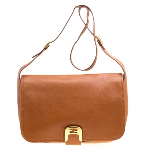 Pre Owned Fendi Brown Leather Chameleon Crossbody Bag