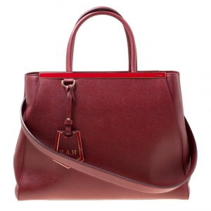 Pre Owned Fendi Red Leather Medium 2Jours Tote