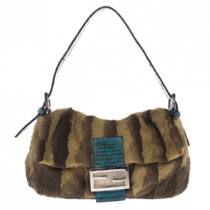 Fendi Printed Rabbit Fur Baguette