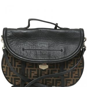 Fendi Tobacco/Black Zucca Canvas and Leather Messenger Bag
