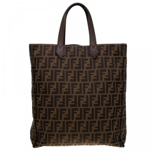 Pre Owned Fendi Brown Zucca Canvas Shopper Tote