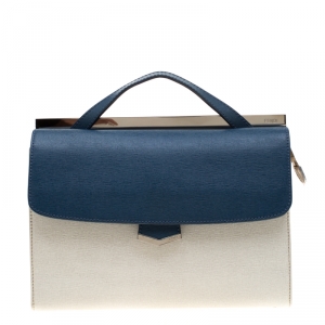 Pre Owned Fendi Tri Color Textured Leather Small Demi Jour Top Handle Bag