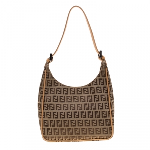 Pre Owned Fendi Brown Zucchino Canvas Hobo