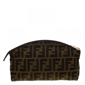 Pre Owned Fendi Tobacco Zucca Canvas Cosmetic Pouch