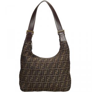 Pre Owned Fendi Brown Zucca Canvas Hobo Bag