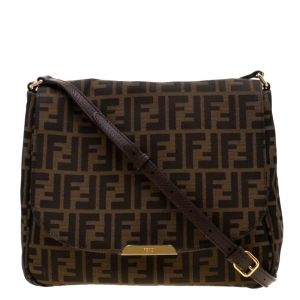 Pre Owned Fendi Tobacco Zucca Canvas and Leather Crossbody Bag