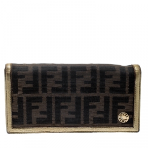 Pre Owned Fendi Tobacco Zucca Canvas and Leather Chef Continental Wallet