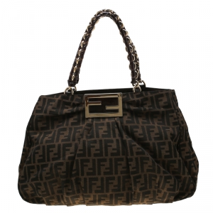 Pre Owned Fendi Tobacco/Brown Zucca Canvas Large Mia Tote