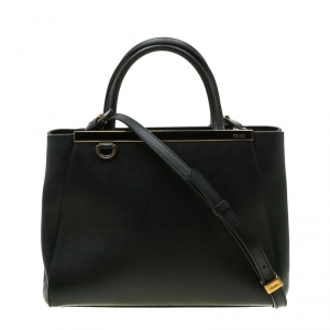 Pre Owned Fendi Black Leather Petite 2Jours Tote