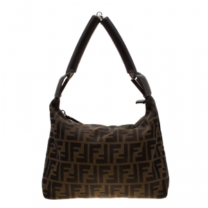 Pre Owned Fendi Tobacco Zucca Canvas and Leather Shoulder Bag