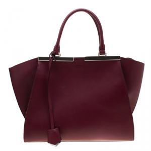 Pre Owned Fendi Burgundy Leather 3Jours Tote