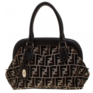 Pre Owned Fendi Multicolor Zucca Fabric and Leather Selleria Doctor Satchel 
