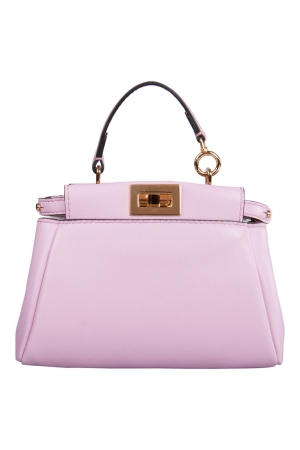 Pre Owned Fendi Pink Leather Micro Peekaboo Crossbody Bag